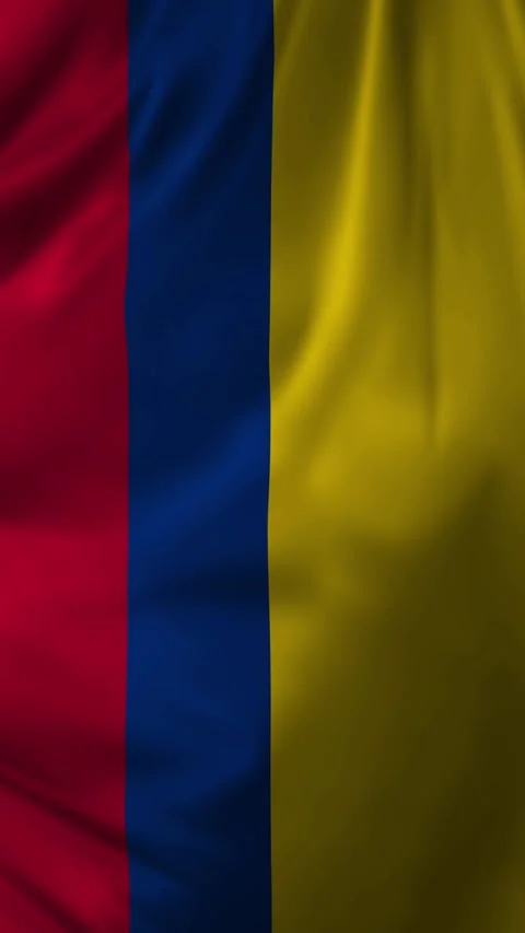 Highly Detailed Vertical National Flag Of Colombia - Wavy Colombia Flag. Stock Footage 342278464