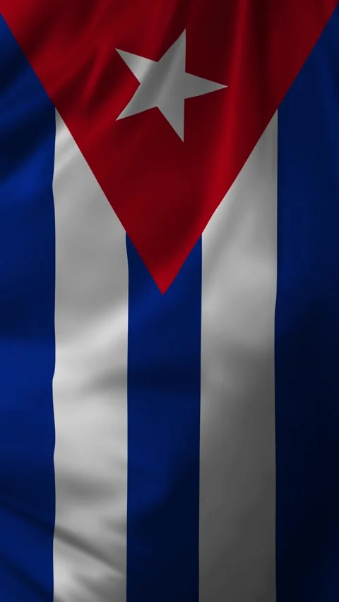 Highly Detailed Vertical National Flag Of Cuba - Wavy Cuba Flag. Stock Footage 342278490