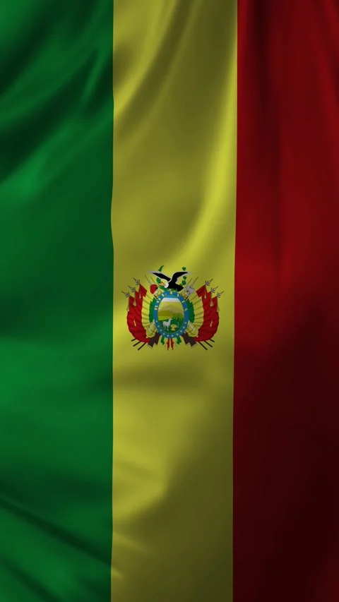 Highly Detailed Vertical National Flag Of Bolivia - Wavy Bolivia Flag. Stock Footage 342278956