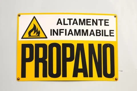 Highly flammable Italian warning Stock Photos