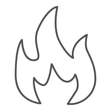 Highly flammable thin line icon. Attention fire warning sign. Firefighter vector Stock Illustration