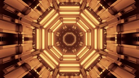 Highly immersive computerized animation of golden mandalas emitting from Video stock 130169018