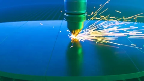 Highly precise cnc plasma machine cutting small elements out of sheet metal 4KHD Video stock 119989456