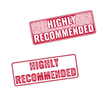 Highly Recommended vector grunge textured red rubber stamp Stock Illustration