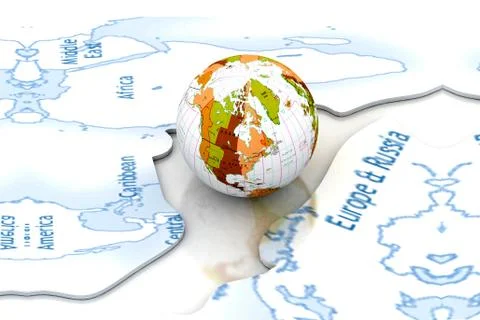 Highly render 3d earth and map in white background Stock Illustration