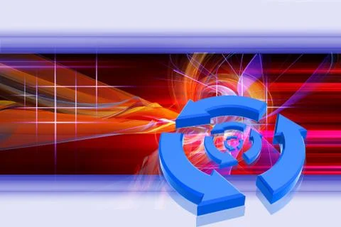 Highly rendering arrows around circles in color background Stock Illustration