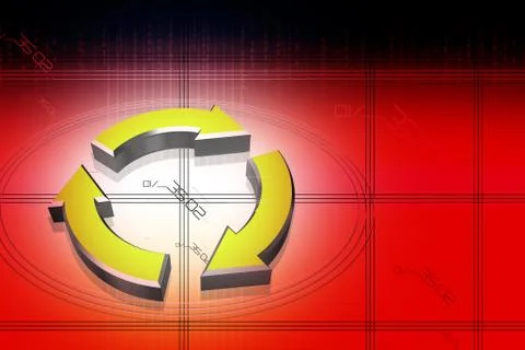 Highly rendering arrows around circles in color background Stock Illustration