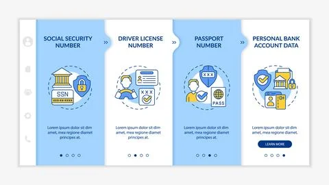 Highly sensitive data blue and white onboarding template Illustrazione stock
