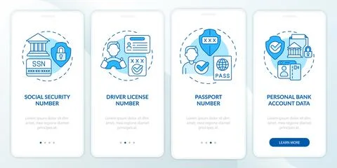 Highly sensitive data blue onboarding mobile app screen Stock Illustration