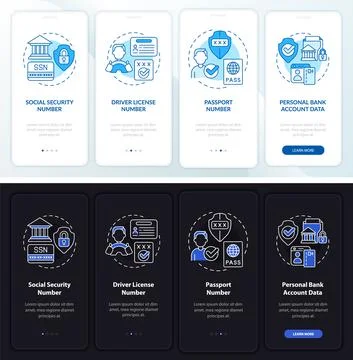 Highly sensitive data night and day mode onboarding mobile app screen Stock Illustration