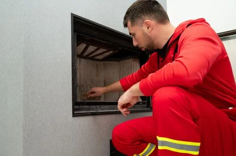 A highly skilled technician is diligently performing maintenance tasks on a.. Stock Photos