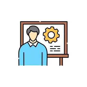 Highly specialized courses olor line icon. Children learning. Stock Illustration