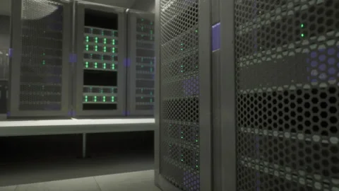 Highperformance data center showcasing structured racks and monitoring panels Stock Footage 330071862