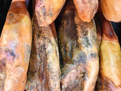 Highquality culinary ham emphasizing fat marbling and rich taste Stock Photos