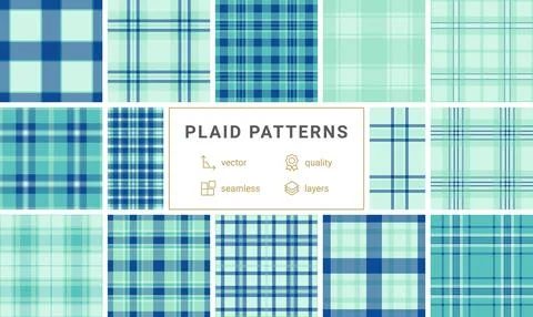 Highquality seamless blue plaid pattern perfect for textile designs, branding Stock Illustration