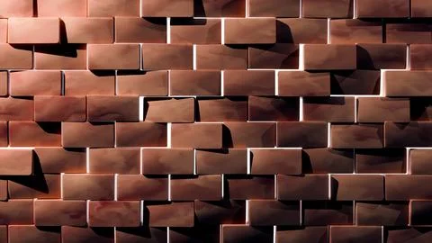 Highresolution 3D brick wall texture with shadows, artistic pattern, and modern Ilustración de archivo