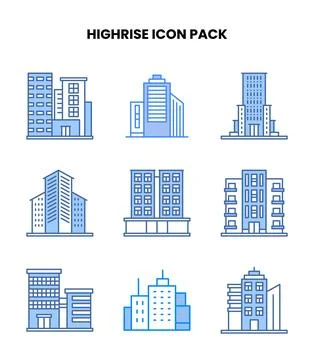 HighRise Blue Graphics Icons Pack Ilustração Stock