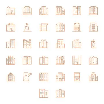 HighRise Comprehensive Vector Bundle with 32 Display Perfect Thin Line 128x.. Stock Illustration