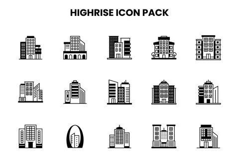 HighRise DuoTone Vector Icons Pack Ilustração Stock