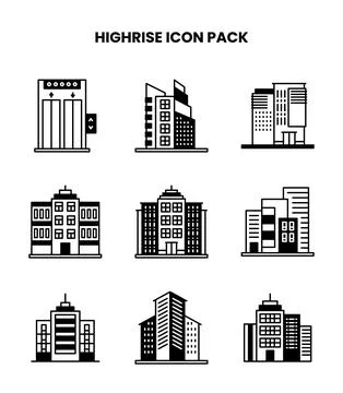 HighRise DuoTone Vector Icons Pack Ilustração Stock