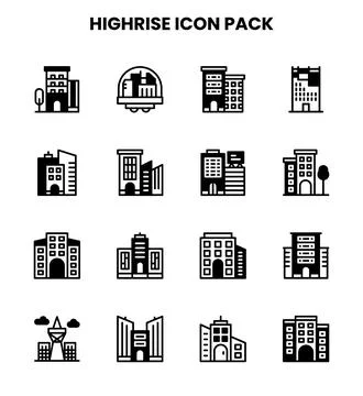 HighRise DuoTone Vector Icons Pack Ilustração Stock