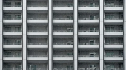 Highrise facade in the rain slow motion, Tokyo, Japan Stock-Footage 53202959
