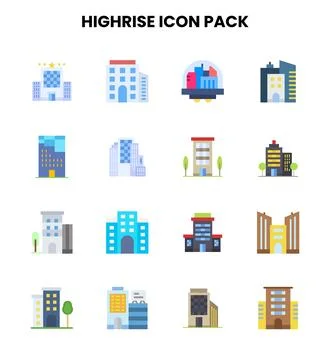 HighRise Flat Bundle Icons Pack Illustrazione stock