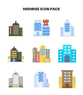 HighRise Flat Scalable Icons Pack Stock Illustration