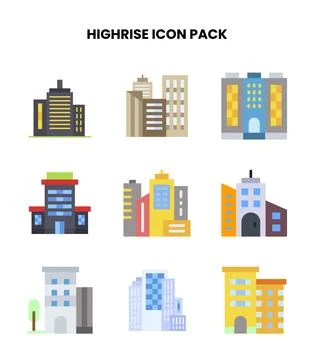 HighRise Flat Scalable Icons Pack Stock Illustration