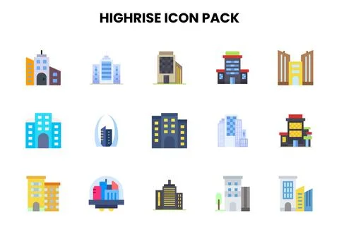 HighRise Flat UI Icons Pack Ilustração Stock