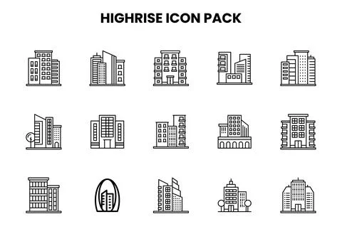 HighRise Line Bundle Icons Pack Stockillustratie