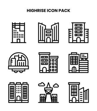 HighRise Line Bundle Icons Pack Stock Illustration