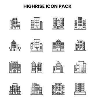 HighRise Line Graphics Icons Pack Ilustração Stock