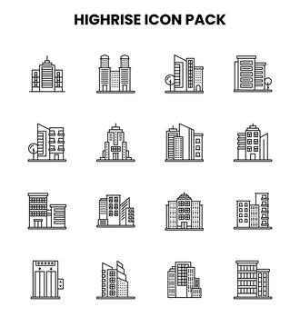 HighRise Line Graphics Icons Pack Ilustração Stock