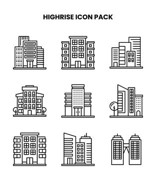 HighRise Line Graphics Icons Pack Ilustração Stock