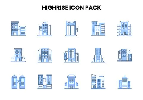 HighRise Two Colour Graphics Icons Pack Ilustração Stock