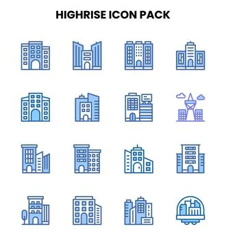 HighRise Two Colour Icons Pack Ilustração Stock