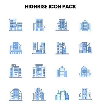HighRise Two Colour Icons Pack Ilustração Stock