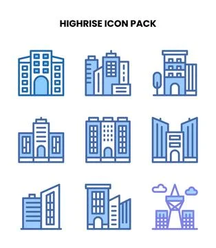 HighRise Two Colour Icons Pack Ilustración de archivo