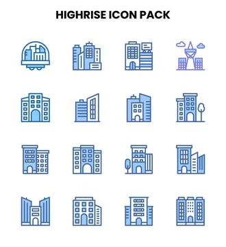 HighRise Two Colour Icons Pack Ilustração Stock