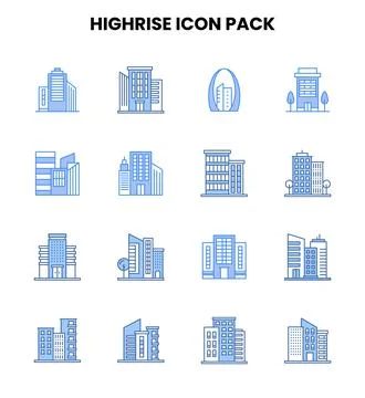 HighRise Two Colour Set Icons Pack Ilustração Stock