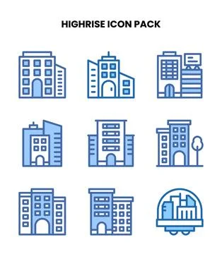 HighRise Two Colour Vector Icons Pack Stockillustratie
