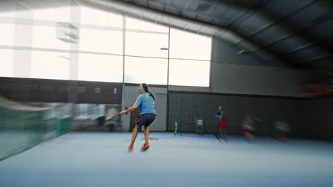 Highspeed Tennis Strike Executed With Concentrated Force And Vigorous Motion Video stock 323308636