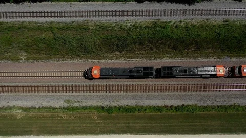 Highspeed train aerial top down view Stock Footage 114092761
