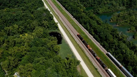 Highspeed train aerial top down view Stock Footage 114102977