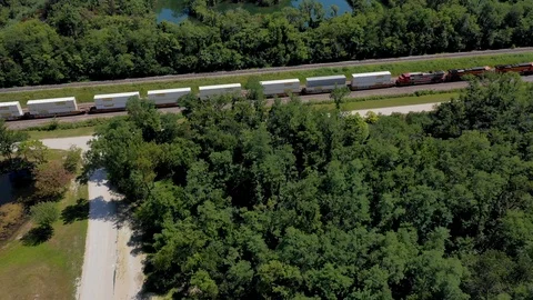 Highspeed train aerial top down view Stock Footage 114149070