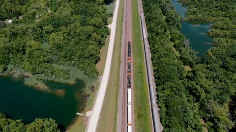 Highspeed train aerial top down view Stock Footage 114154707