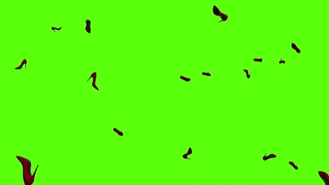 Hight heels exploding over green screen. Red pumps explosion across the screen Video stock 239125037