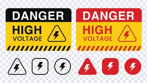 Hight Voltage Signs with Warning Message for Industrial Areas, Danger Hight.. Stock Illustration