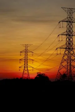 Hight voltage tower on twilight background Stock Photos